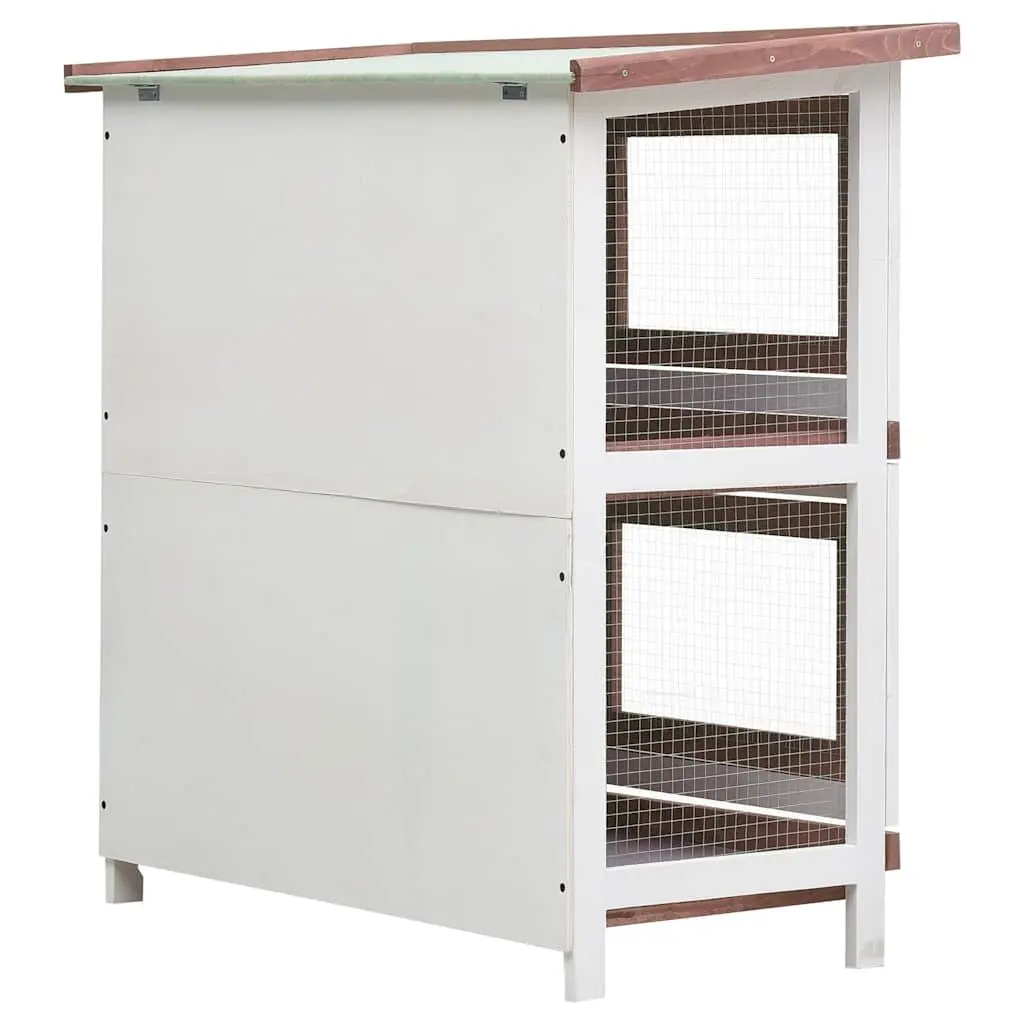 Rabbit Hutch 4 Doors 2 Layers Wooden Cage Small Animal Exercise Outdoor Pet