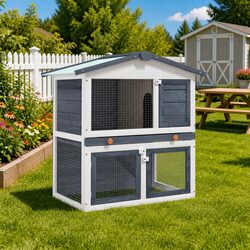 Specifications of the Grey Wooden Rabbit Hutch for Small Animals