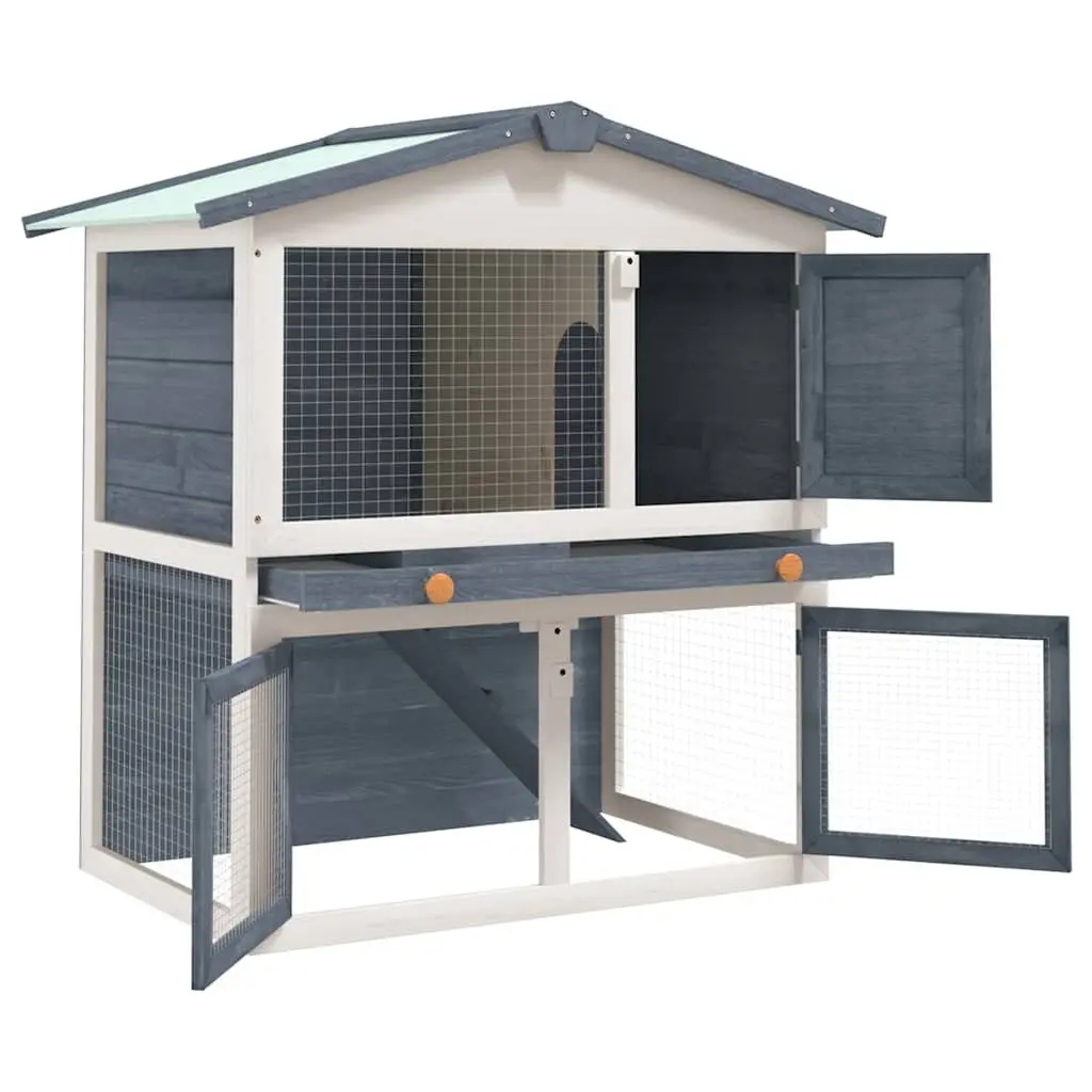 Rabbit Hutch for Small Animals 2 Layer Grey