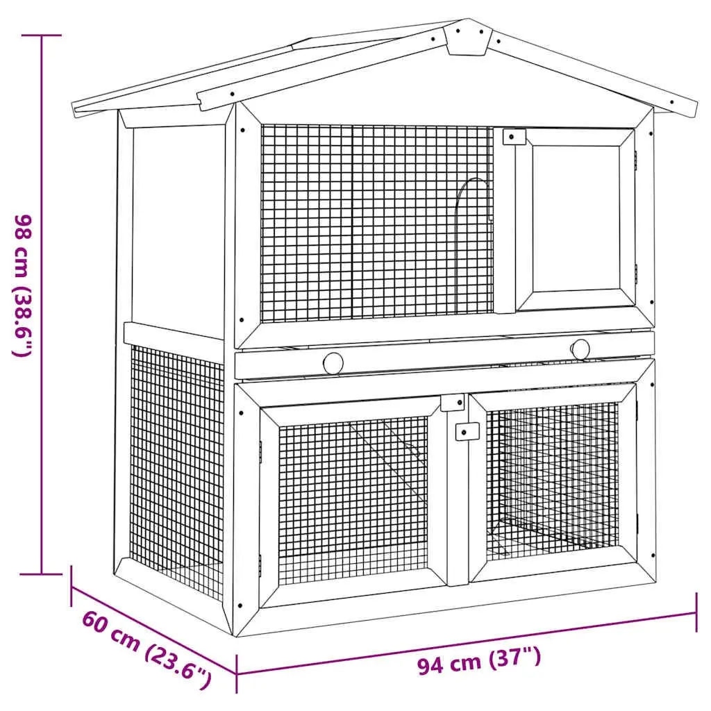 Rabbit Hutch for Small Animals 2 Layer Grey