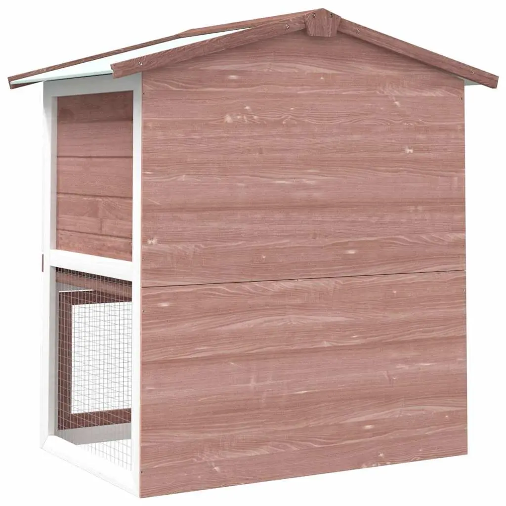 Outdoor Rabbit Hutch 3 Doors Brown Wood 2 Layer Small Animal Cage Exercise