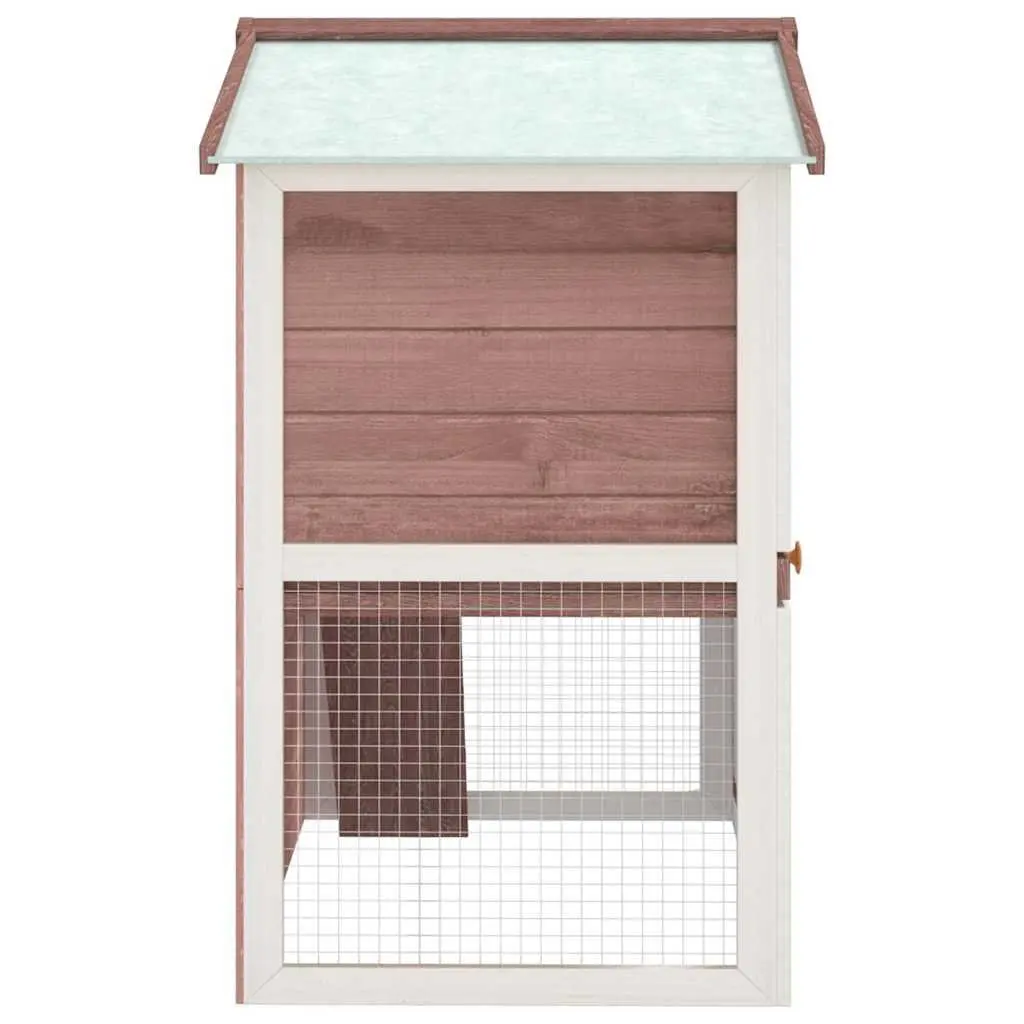 Outdoor Rabbit Hutch 3 Doors Brown Wood 2 Layer Small Animal Cage Exercise