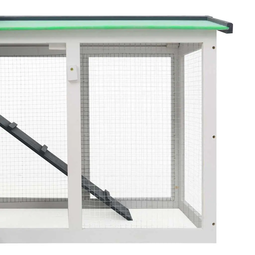 Outdoor Rabbit Hutch 2-Layer Wooden Cage Pet House Grey White 145x45x84cm