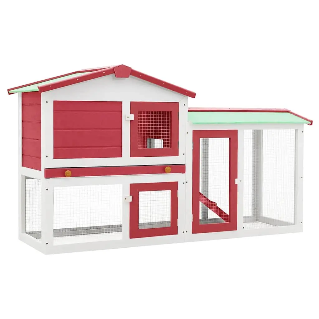 Wooden Rabbit Hutch Outdoor 2 Layer 145x45x84cm