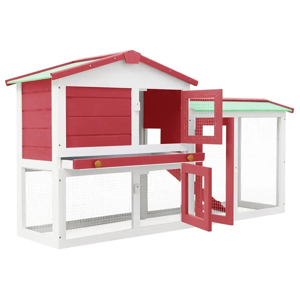 Wooden Rabbit Hutch Outdoor 2 Layer 145x45x84cm