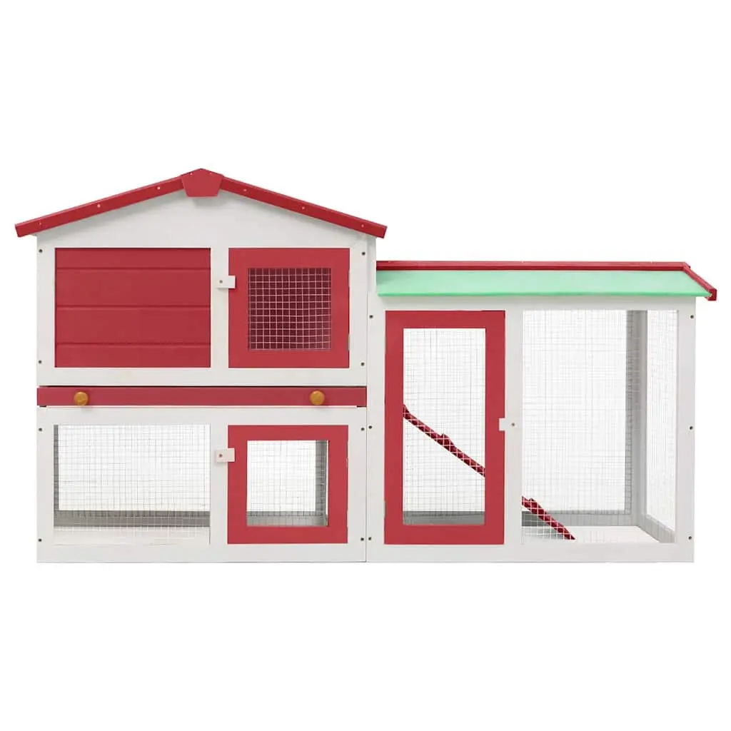 Wooden Rabbit Hutch Outdoor 2 Layer 145x45x84cm
