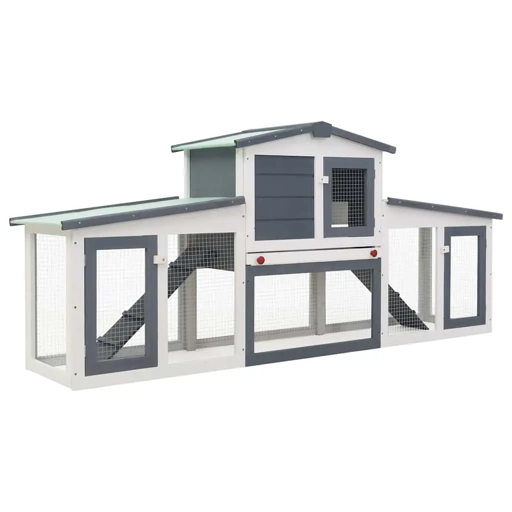 Large Grey Rabbit Hutch Two Layer