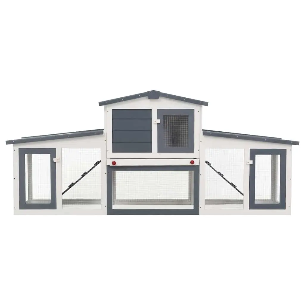 Large Grey Rabbit Hutch Two Layer