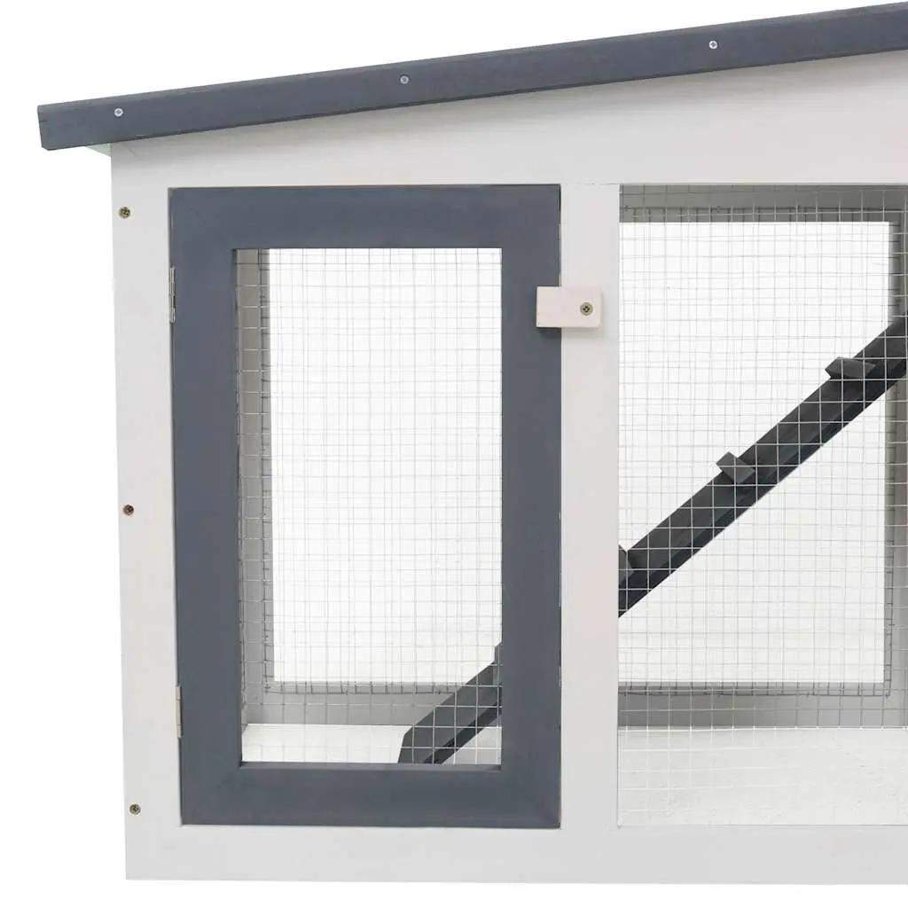 Large Grey Rabbit Hutch Two Layer