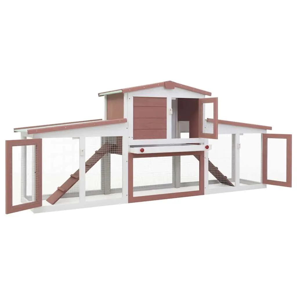 Outdoor Rabbit Hutch Large Wooden Cage 2 Layer Small Animal Housing Run Shelter