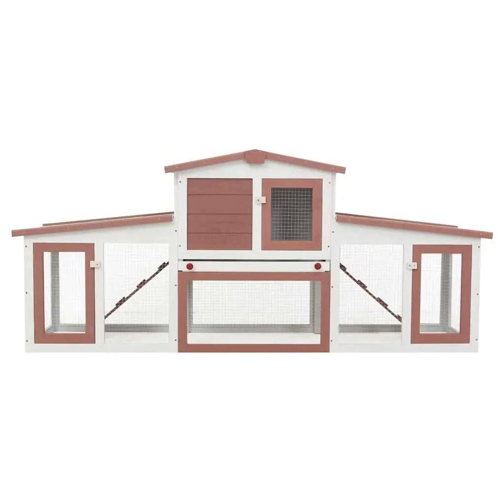 Outdoor Rabbit Hutch Large Wooden Cage 2 Layer Small Animal Housing Run Shelter