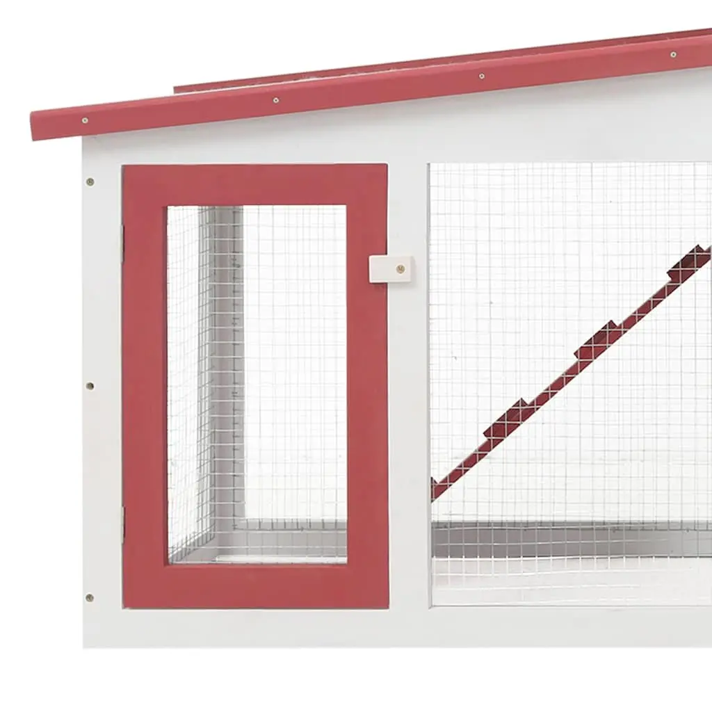 Outdoor Rabbit Hutch Large Wooden Cage for Small Animals 2 Tier with Run Red