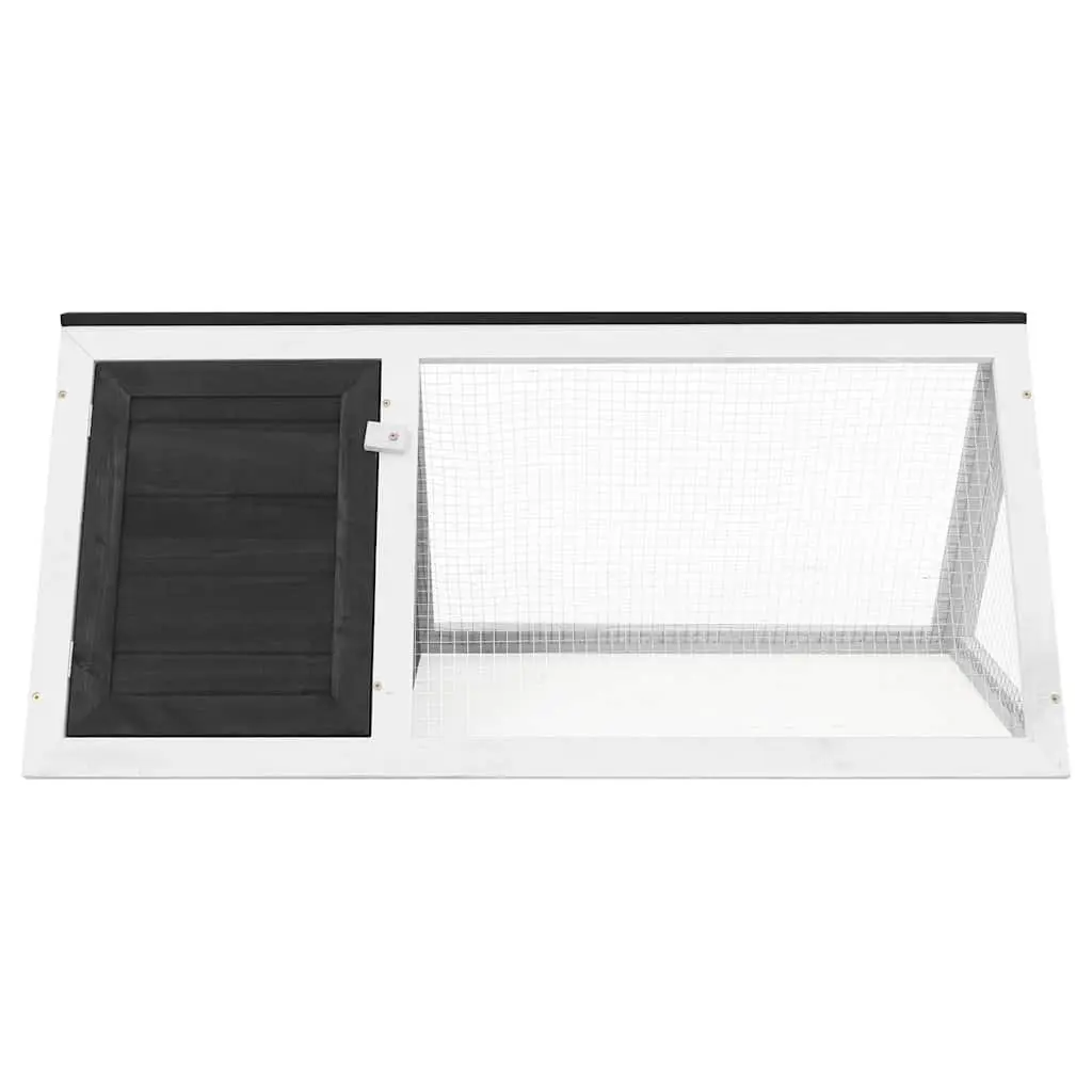 Rabbit Cage Small Animal Wooden Housing Grey Outdoor Indoor Enclosure Grid