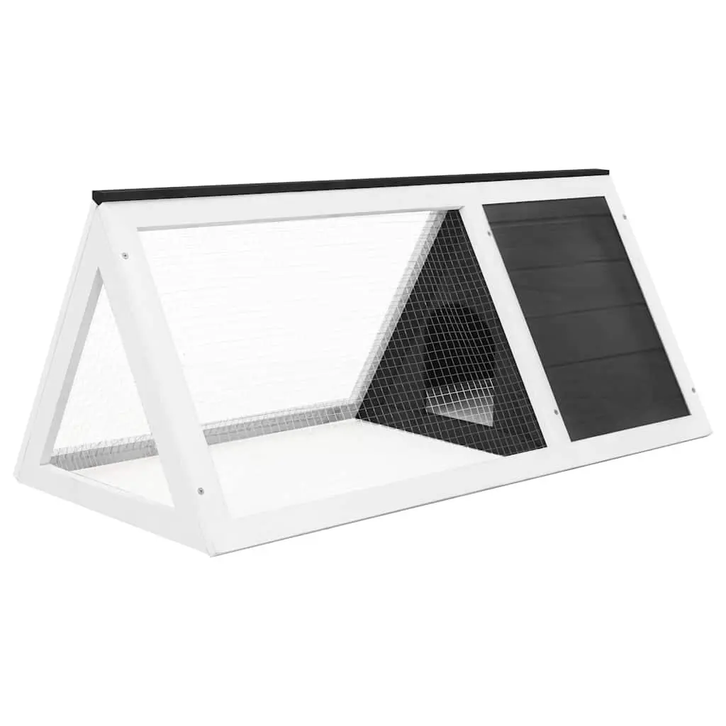 Rabbit Cage Small Animal Wooden Housing Grey Outdoor Indoor Enclosure Grid