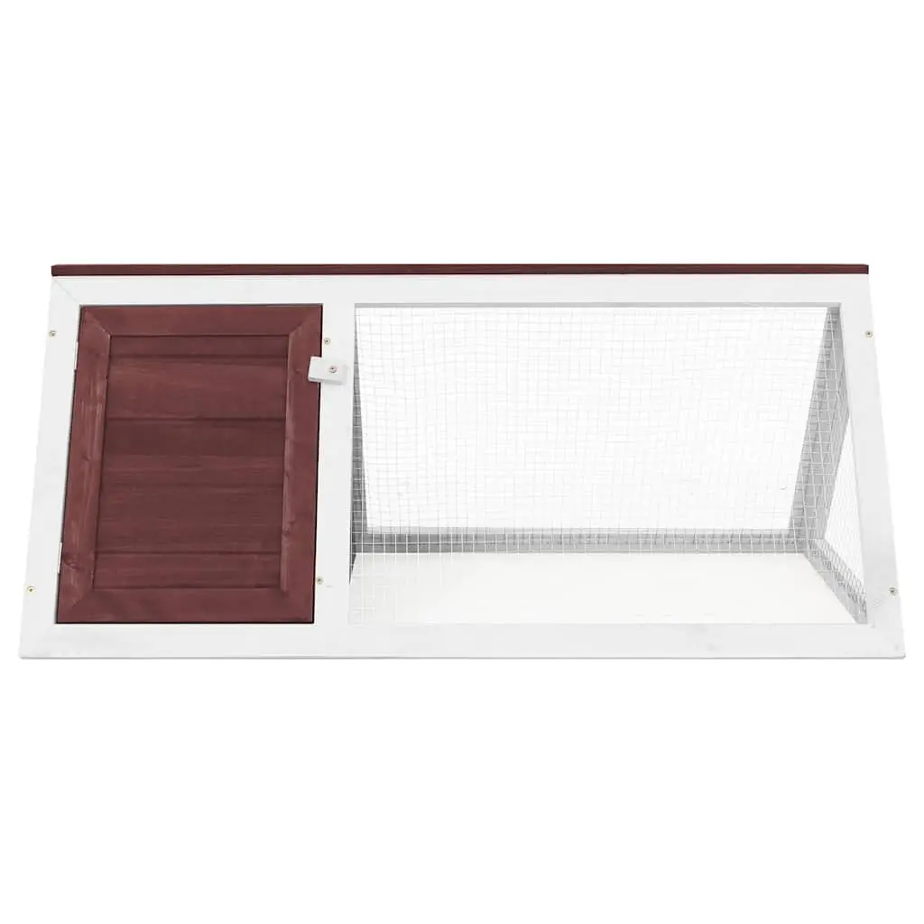 Rabbit Cage Small Animal Wooden Habitat Brown Wood Wire Mesh Door Outdoor Pet