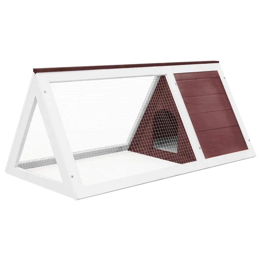 Rabbit Cage Small Animal Wooden Habitat Brown Wood Wire Mesh Door Outdoor Pet