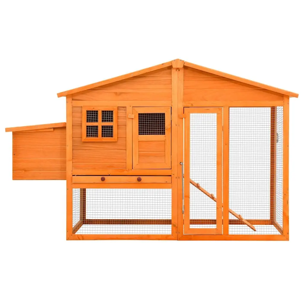 Chicken Coop for Backyard Poultry Large Size Solid Fir Wood with Nest Box and Galvanised Steel Wire Mesh