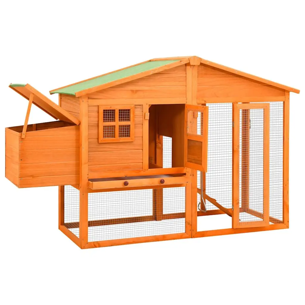 Chicken Coop for Backyard Poultry Large Size Solid Fir Wood with Nest Box and Galvanised Steel Wire Mesh