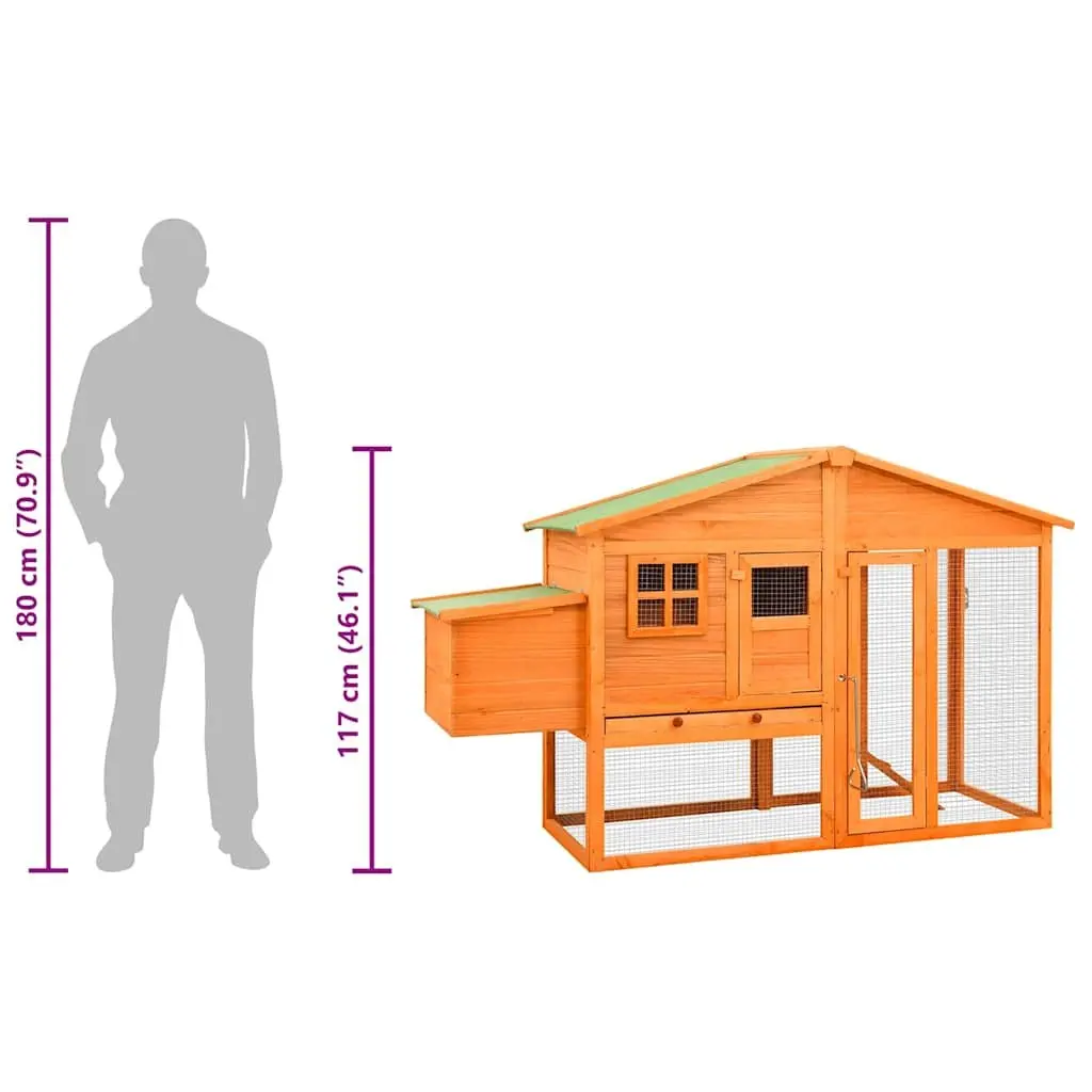 Chicken Coop for Backyard Poultry Large Size Solid Fir Wood with Nest Box and Galvanised Steel Wire Mesh