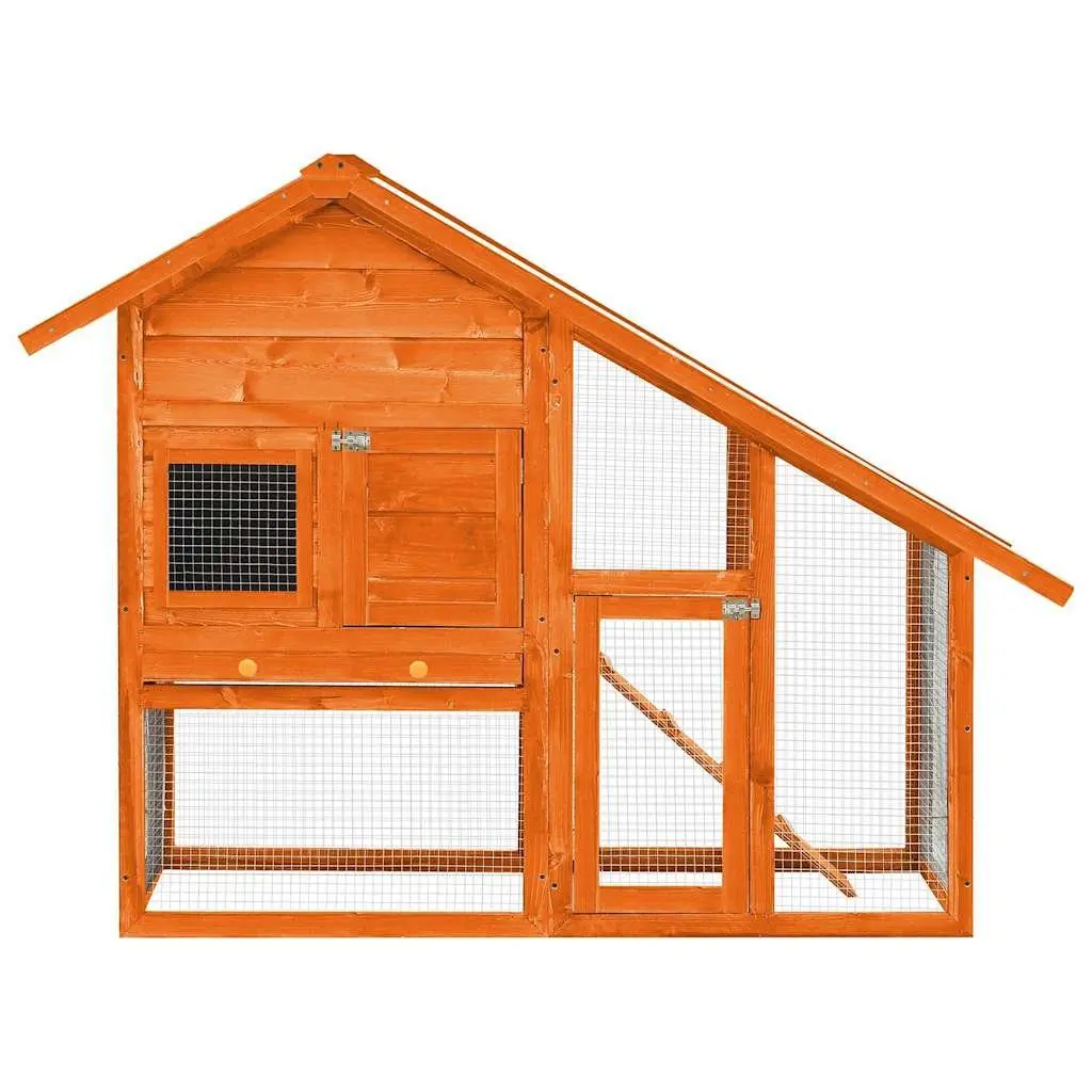 Rabbit Hutch 2-Tier Wooden Small Animal Cage for Outdoor Use 140 x 63 x 120 cm