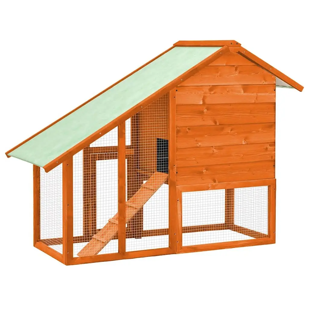 Rabbit Hutch 2-Tier Wooden Small Animal Cage for Outdoor Use 140 x 63 x 120 cm