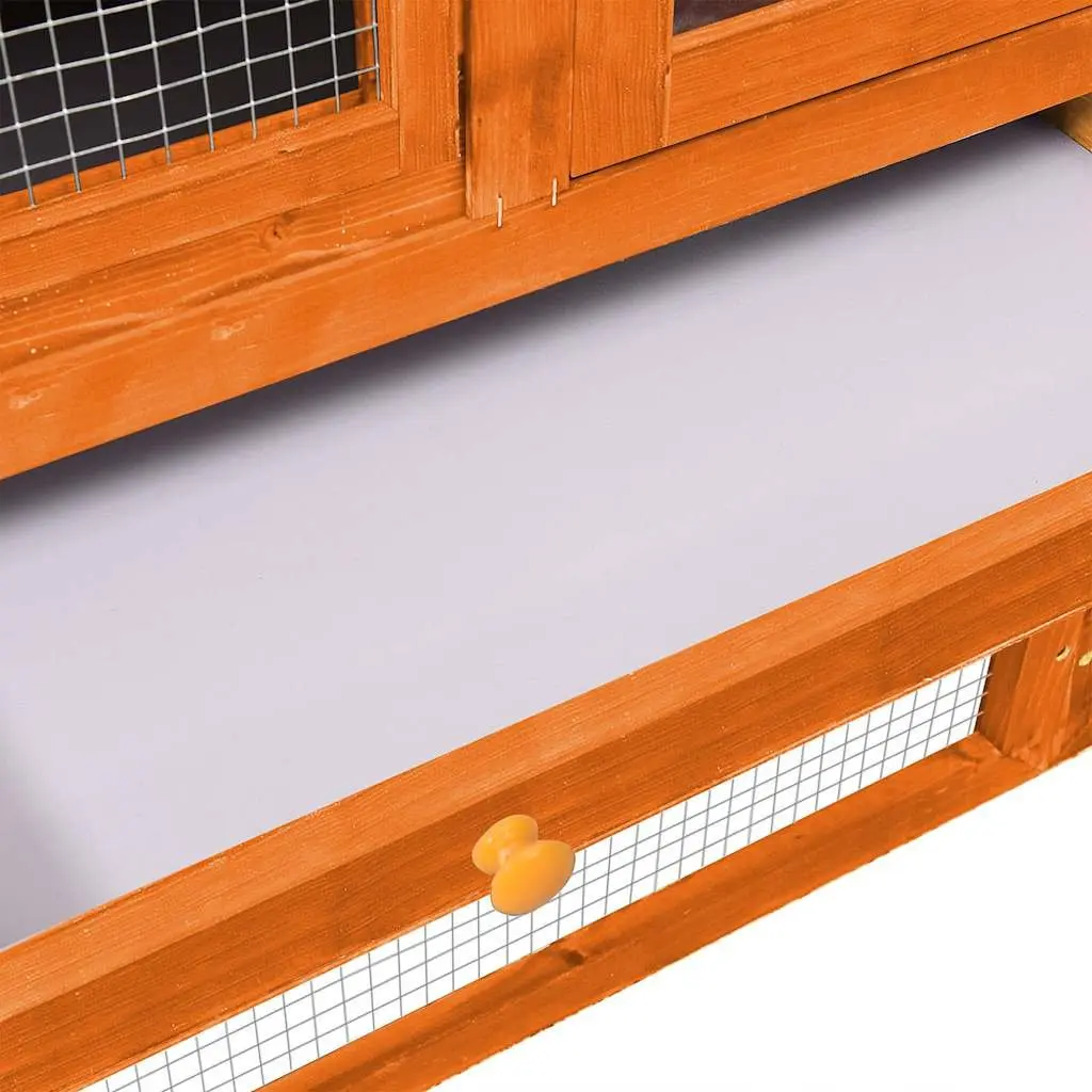 Rabbit Hutch 2-Tier Wooden Small Animal Cage for Outdoor Use 140 x 63 x 120 cm