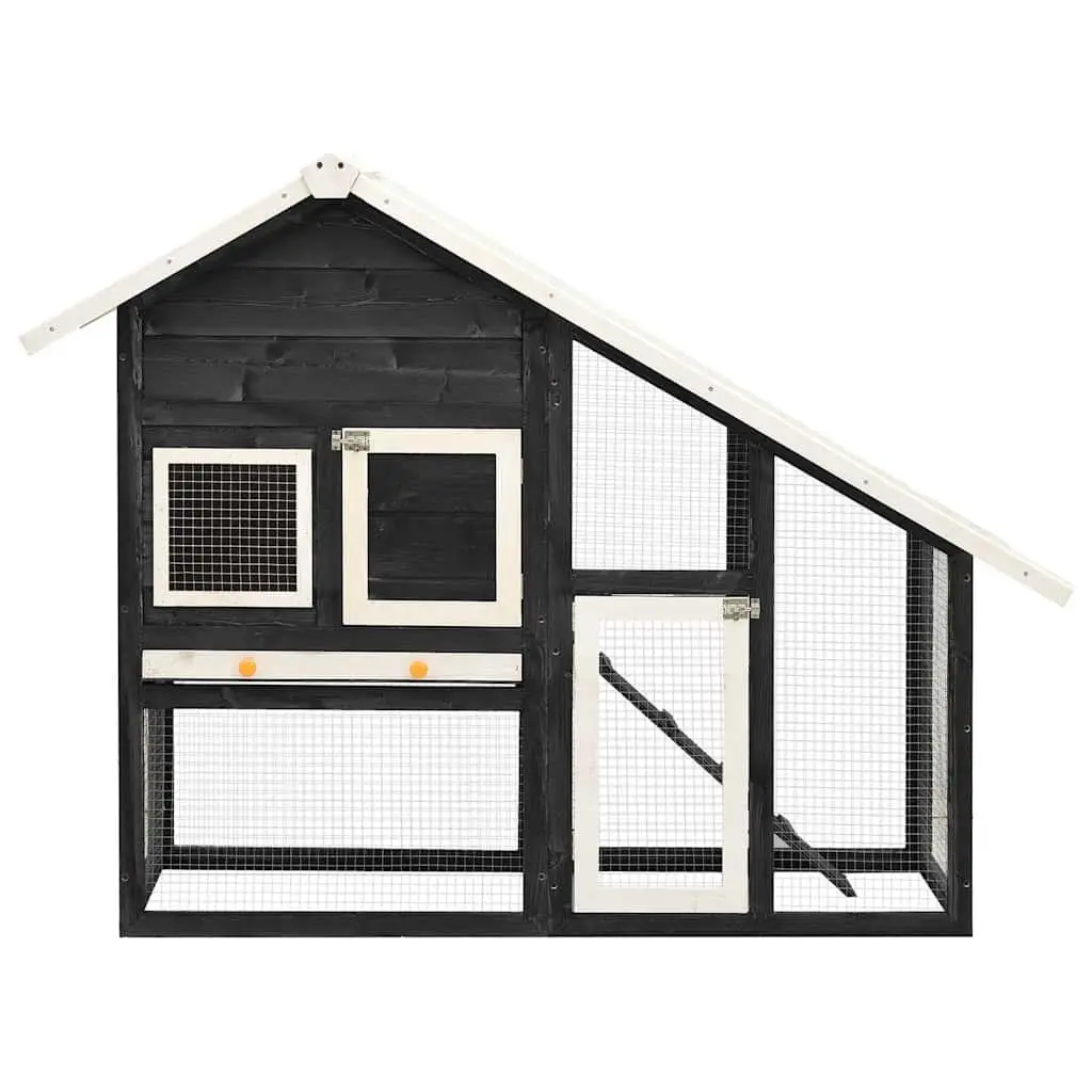 Rabbit Hutch Two Storey Wooden Cage for Small Animals 140 x 63 x 120 cm Grey White