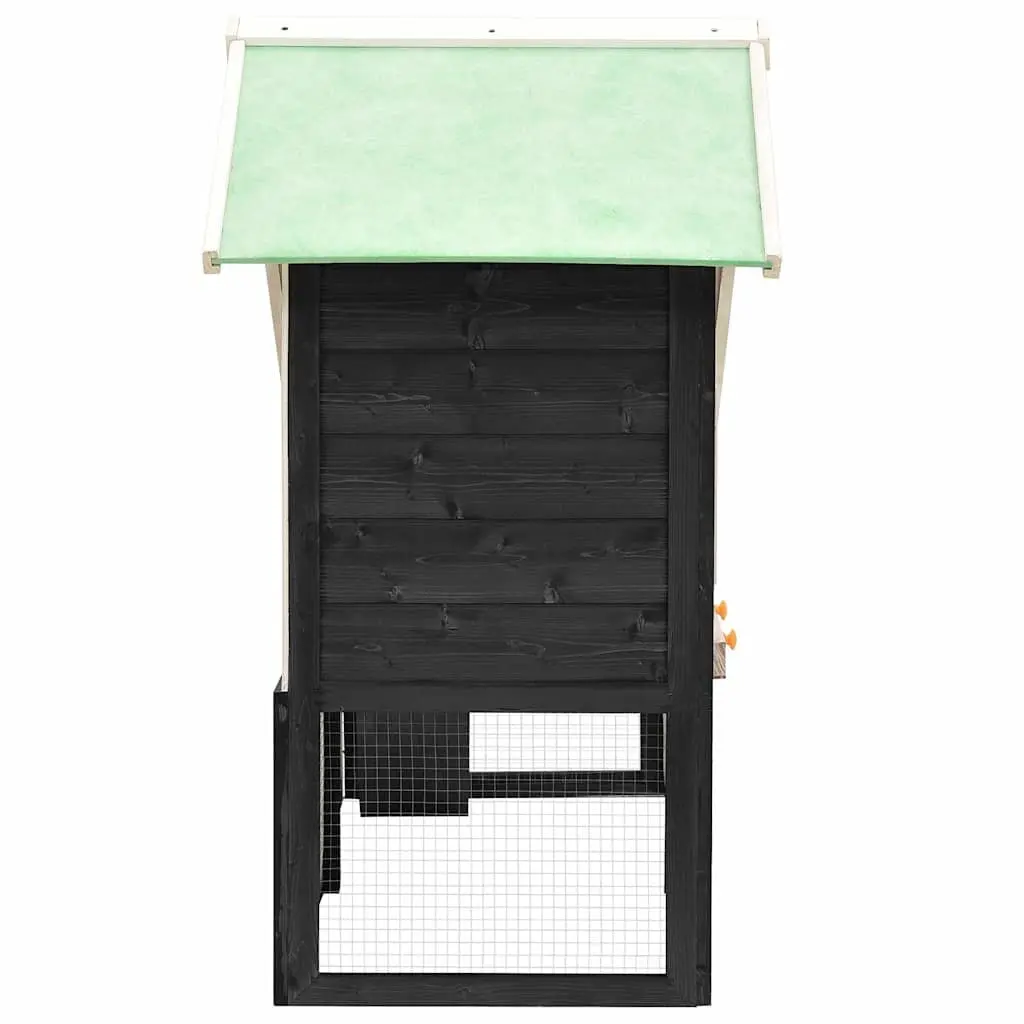 Rabbit Hutch Two Storey Wooden Cage for Small Animals 140 x 63 x 120 cm Grey White