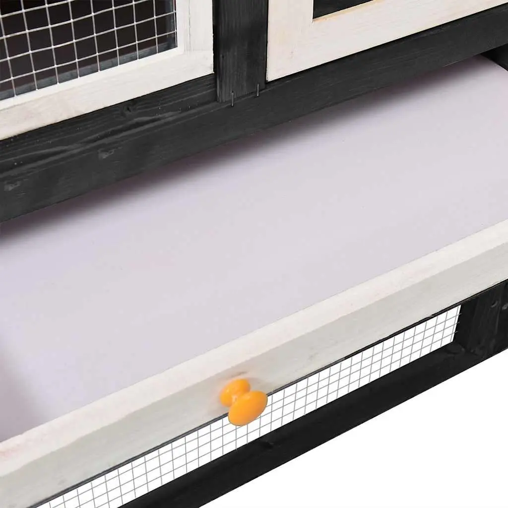 Rabbit Hutch Two Storey Wooden Cage for Small Animals 140 x 63 x 120 cm Grey White