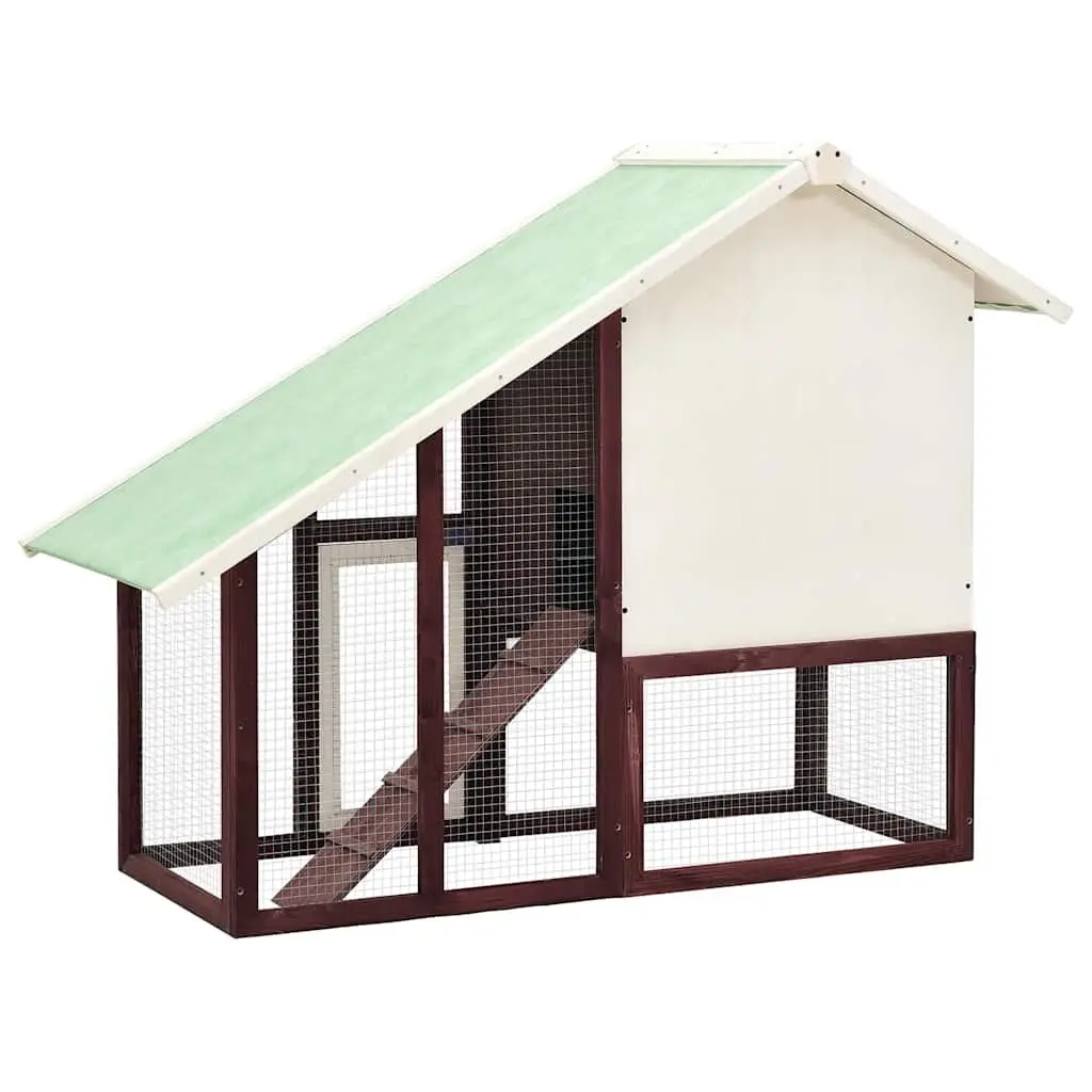 Rabbit Hutch Two-Tier Small Animal Cage Wooden Firwood Frame Steel Mesh Doors