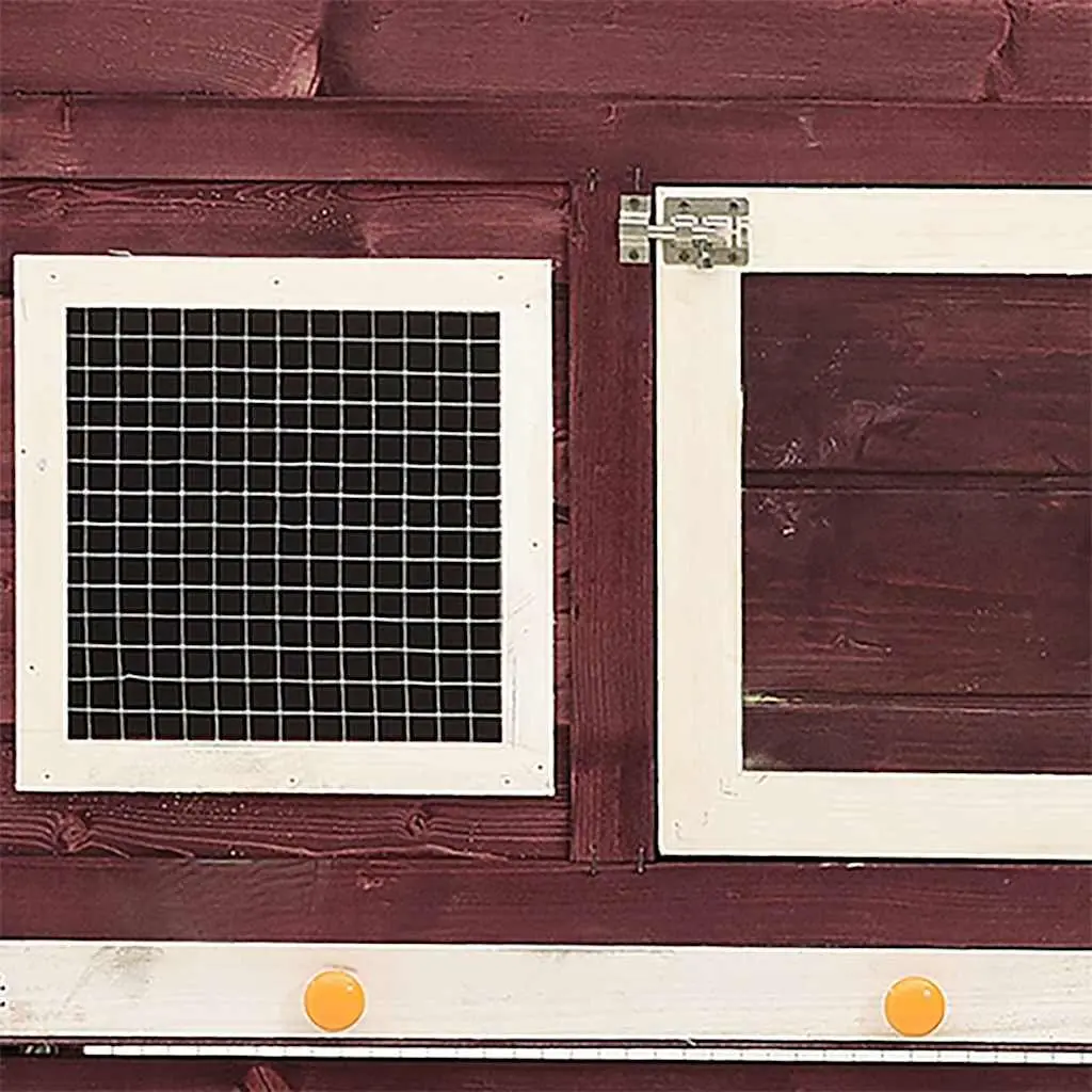 Rabbit Hutch Two-Tier Small Animal Cage Wooden Firwood Frame Steel Mesh Doors