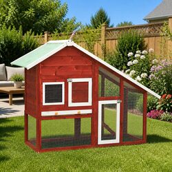 Specifications of 2-Layer Red Wooden Rabbit Hutch