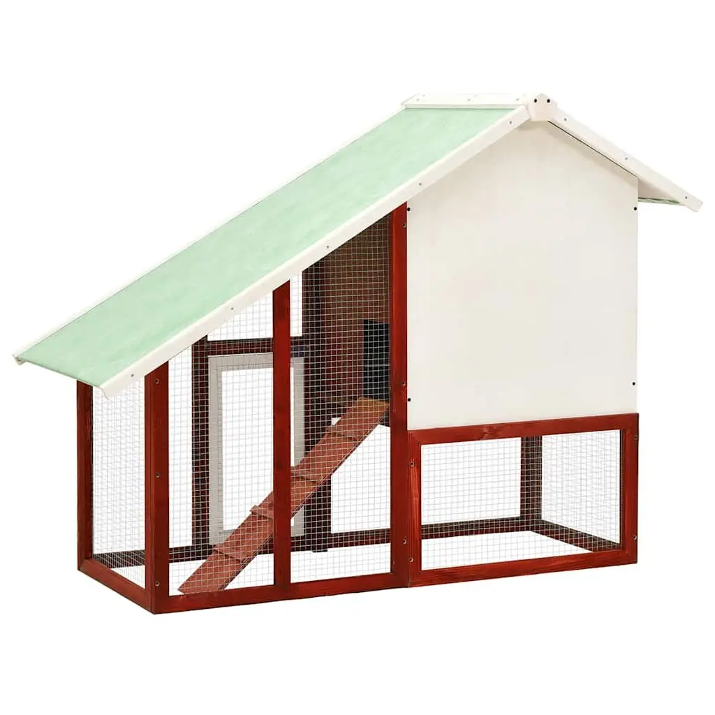 Rabbit Hutch Outdoor Pet House 2-Layer Red Wooden Small Animal Cage 140 x 63 x 120 cm