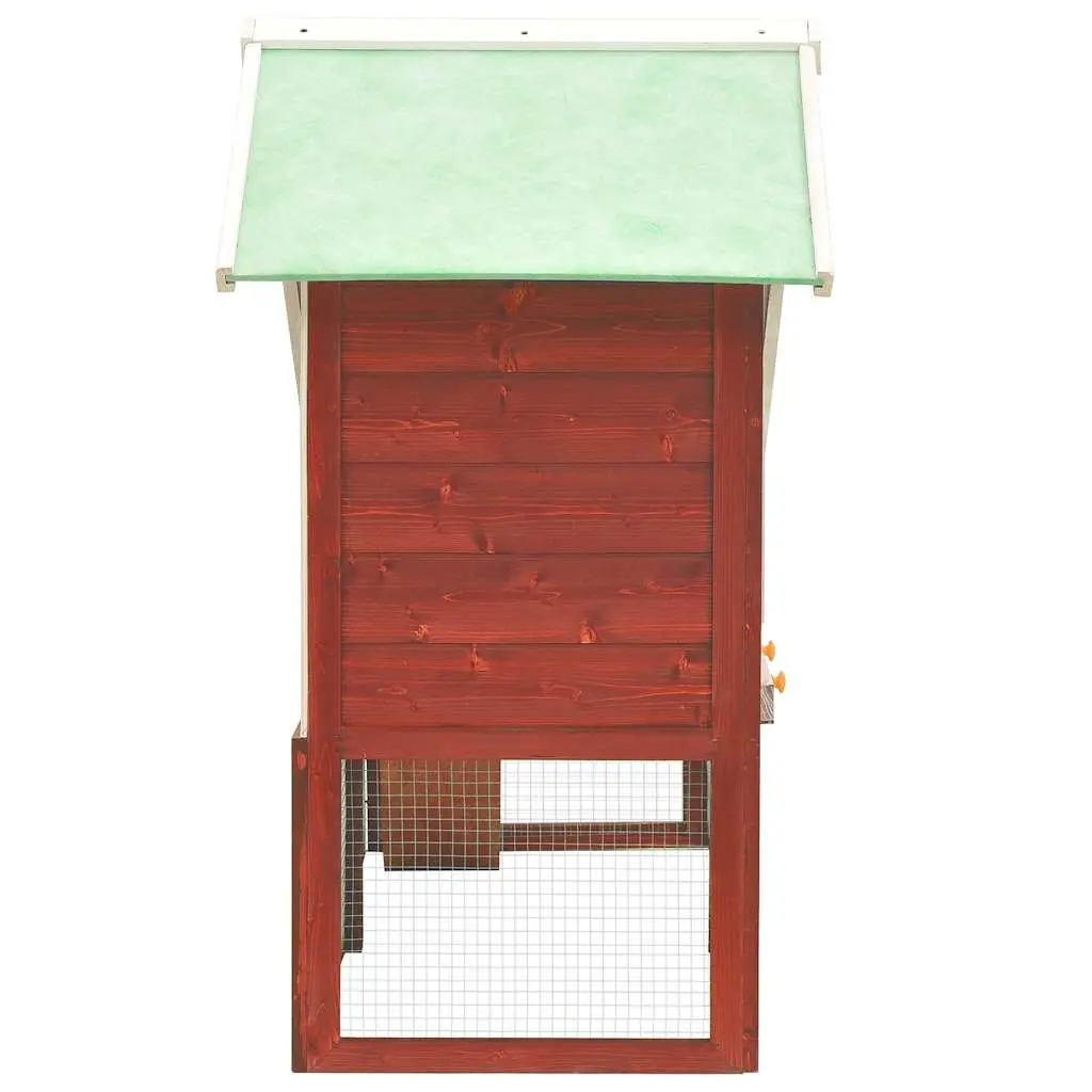 Rabbit Hutch Outdoor Pet House 2-Layer Red Wooden Small Animal Cage 140 x 63 x 120 cm