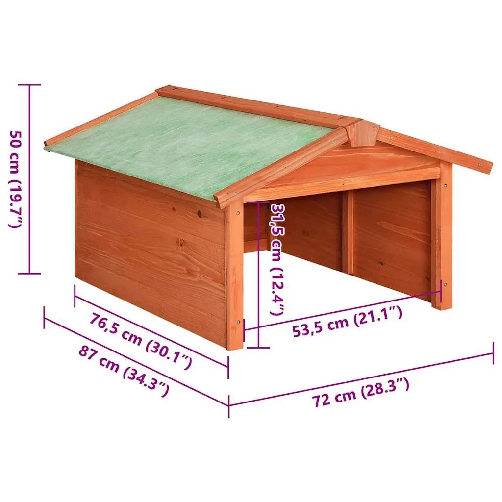 Wooden Shelter for Robotic Lawn Mower Outdoor Storage Box Size 72x87x50cm