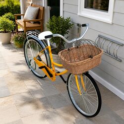 Bicycle Front Basket with Cover Natural Willow Outdoor Cycling Accessories