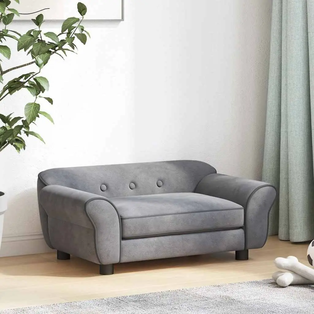 Dog Sofa for Pets Grey 72x45x30 cm Plush Bed Couch for Small Dogs Cats