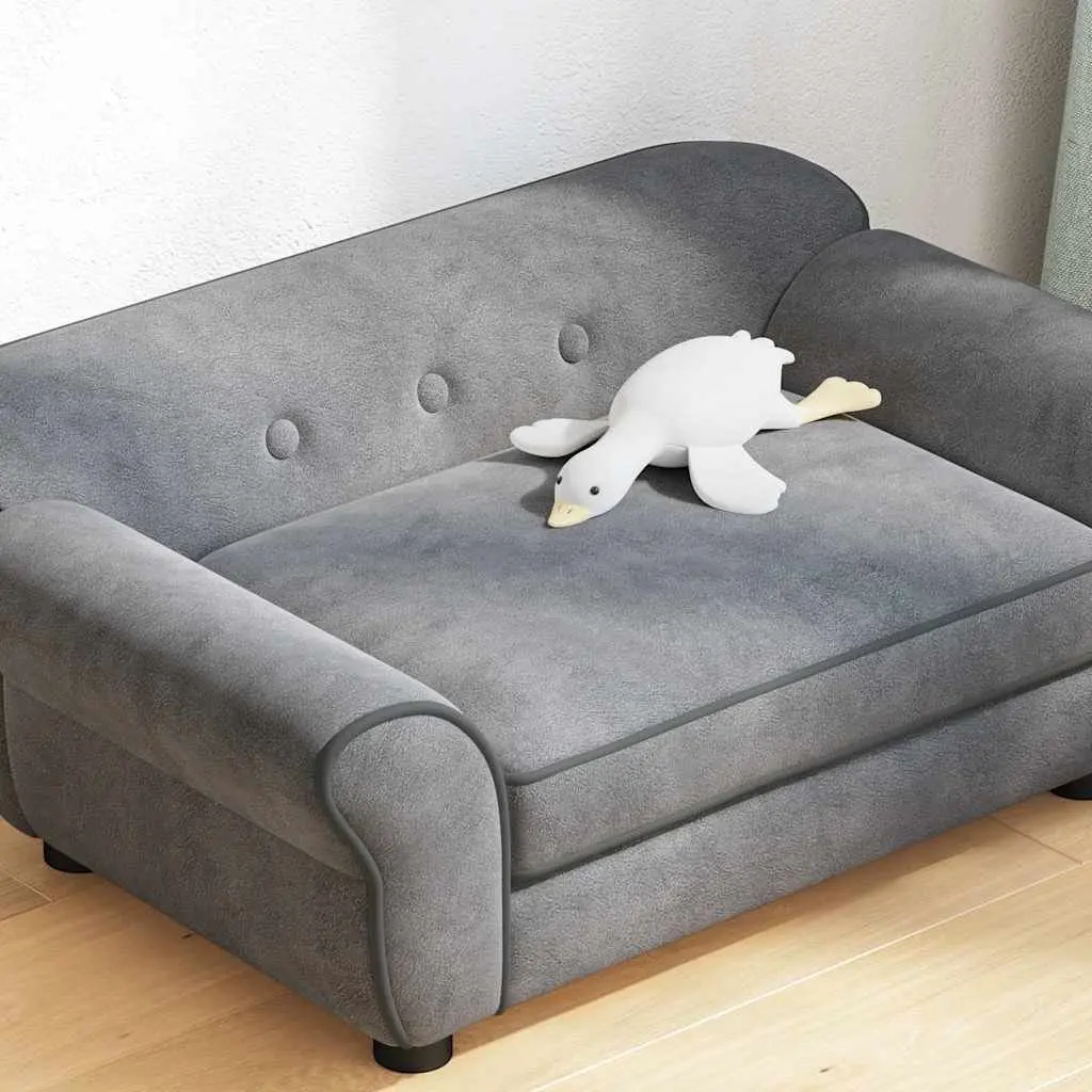Dog Sofa for Pets Grey 72x45x30 cm Plush Bed Couch for Small Dogs Cats