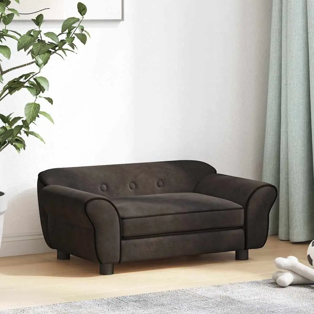 Dog Sofa Pet Bed for Small Animals 72 x 45 x 30 cm Brown Plush Cushion Couch Furniture