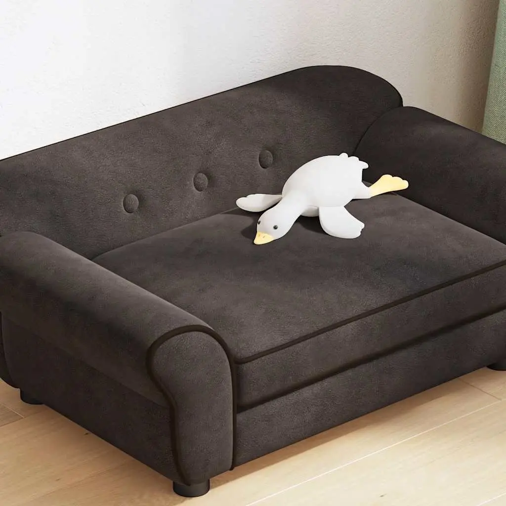Dog Sofa Pet Bed for Small Animals 72 x 45 x 30 cm Brown Plush Cushion Couch Furniture