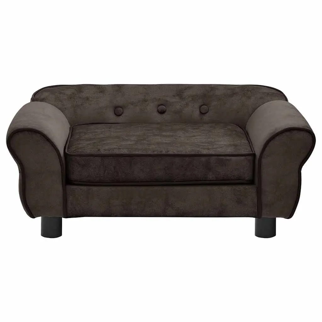 Dog Sofa Pet Bed for Small Animals 72 x 45 x 30 cm Brown Plush Cushion Couch Furniture