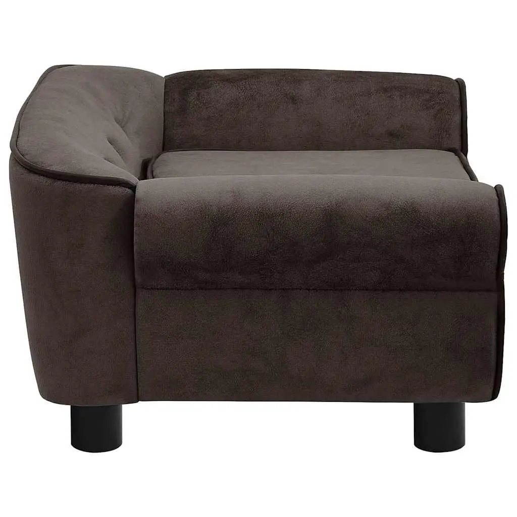 Dog Sofa Pet Bed for Small Animals 72 x 45 x 30 cm Brown Plush Cushion Couch Furniture