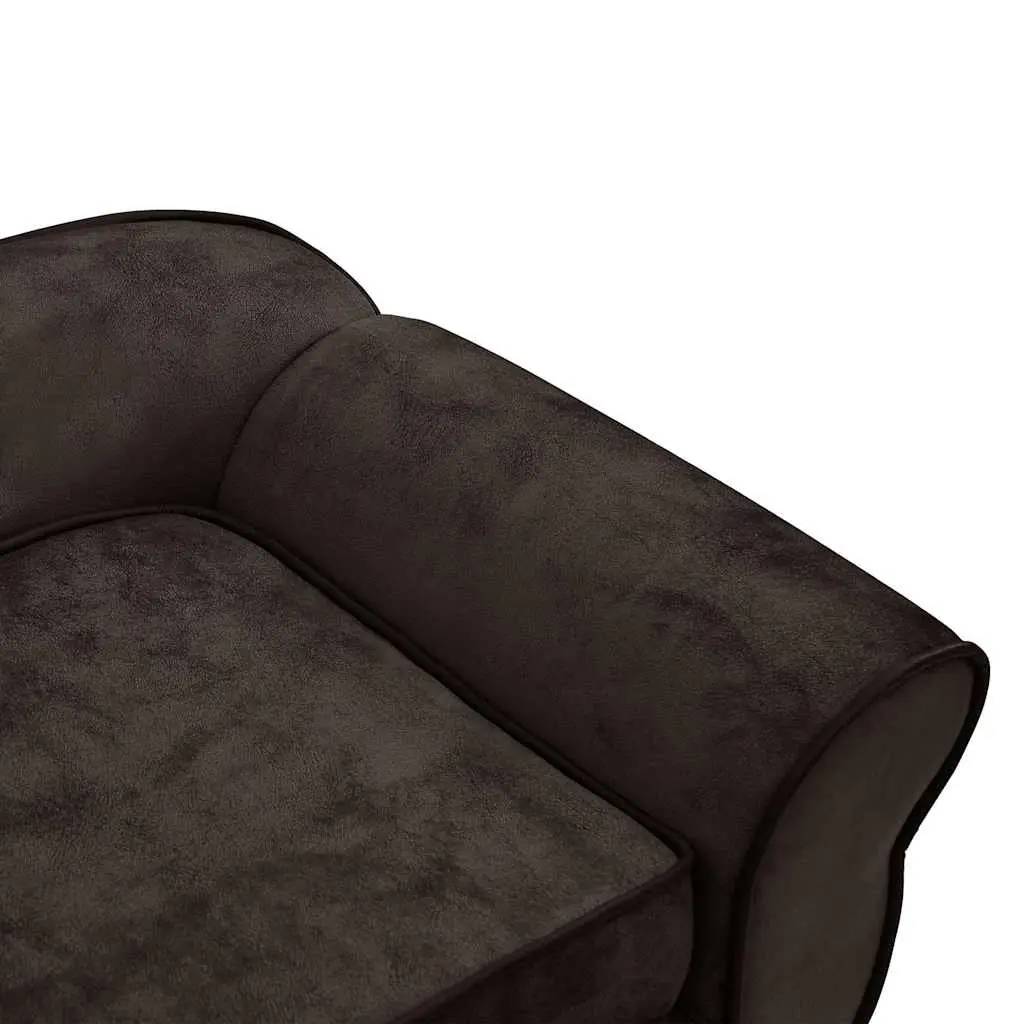 Dog Sofa Pet Bed for Small Animals 72 x 45 x 30 cm Brown Plush Cushion Couch Furniture