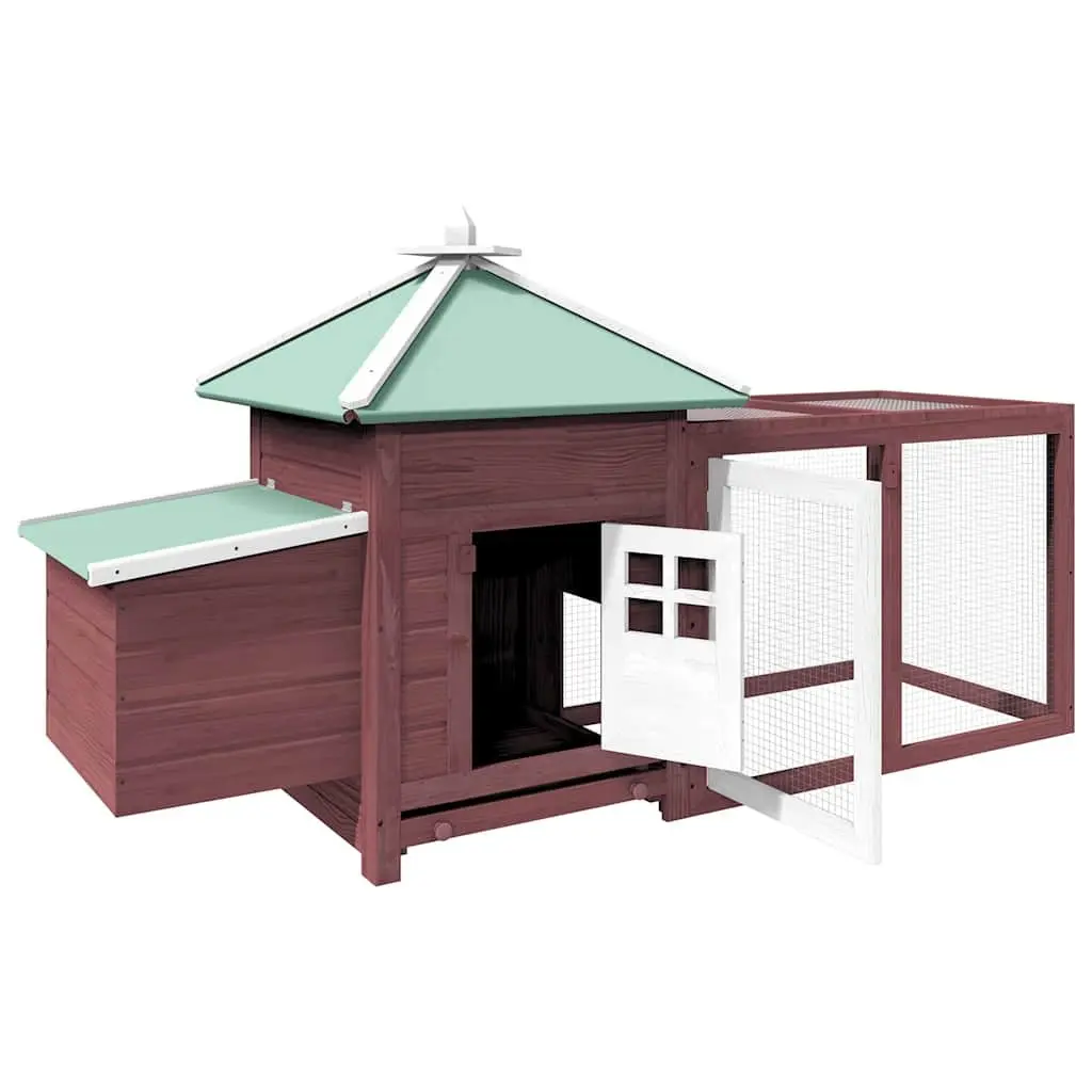 Chicken Coop for Backyard Poultry Large Solid Fir Wood Brown with Nest Box and Run