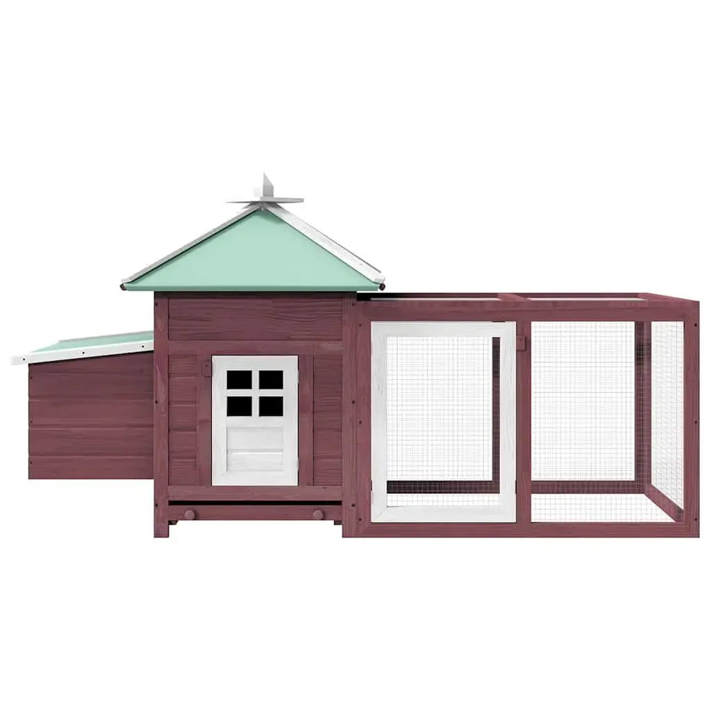 Chicken Coop for Backyard Poultry Large Solid Fir Wood Brown with Nest Box and Run