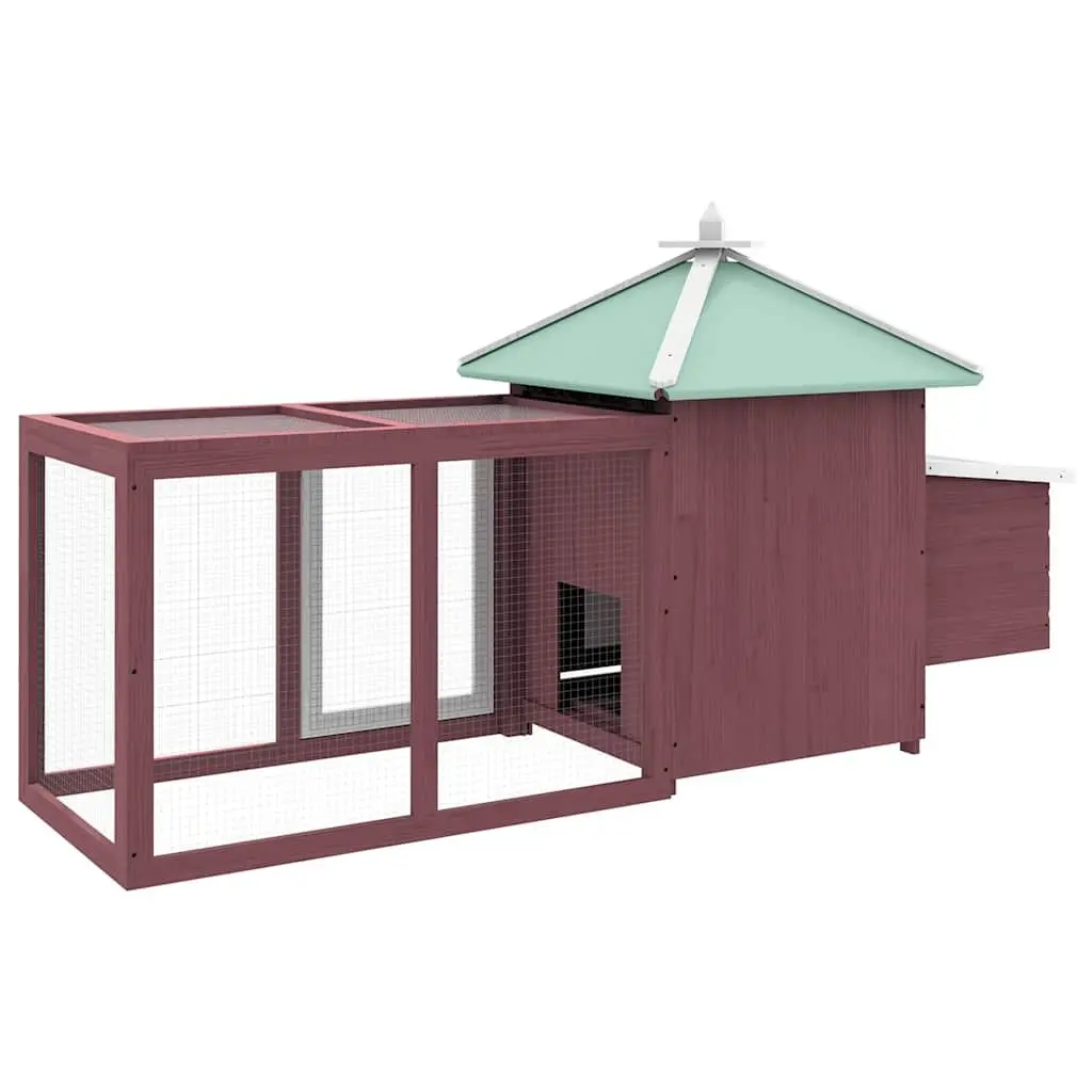 Chicken Coop for Backyard Poultry Large Solid Fir Wood Brown with Nest Box and Run