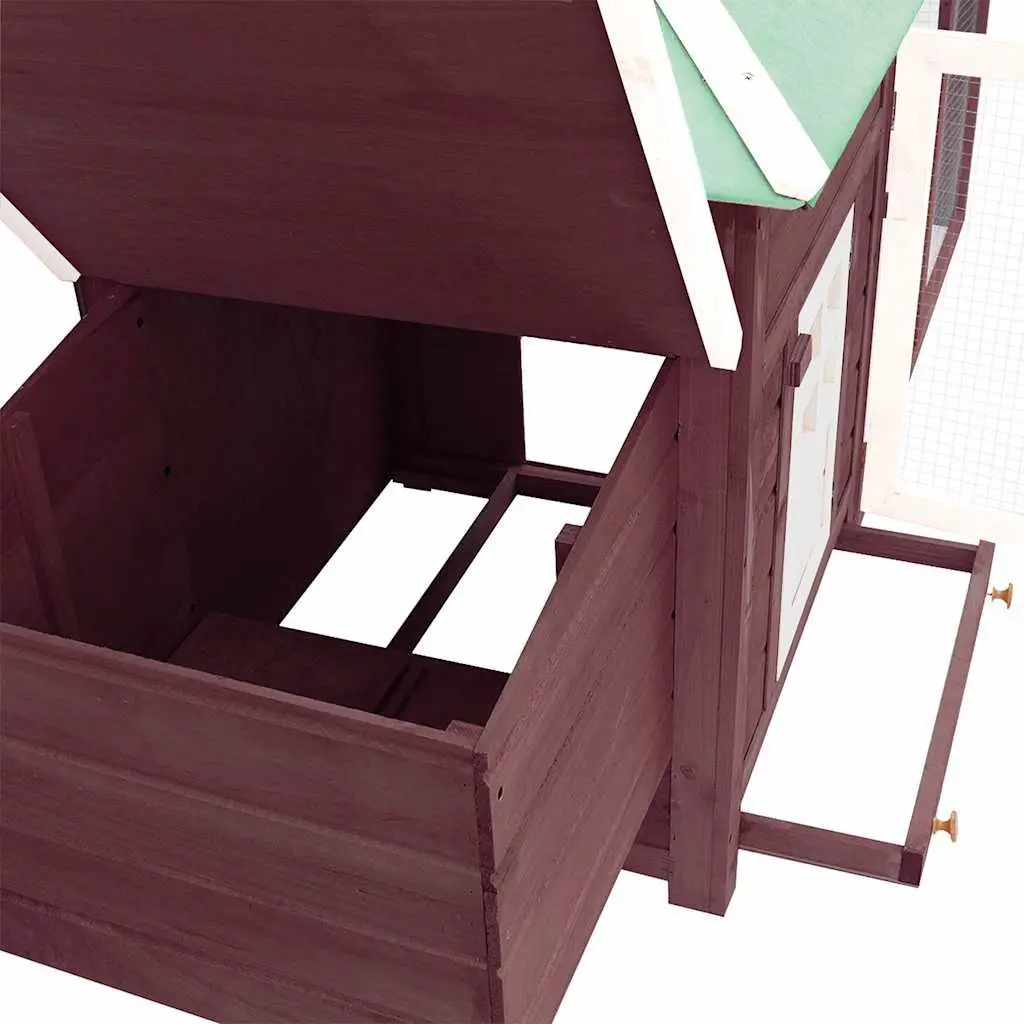 Chicken Coop for Backyard Poultry Large Solid Fir Wood Brown with Nest Box and Run