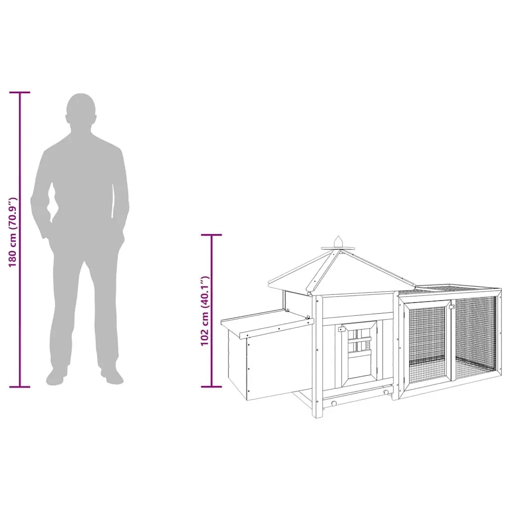Chicken Coop for Backyard Poultry Large Solid Fir Wood Brown with Nest Box and Run