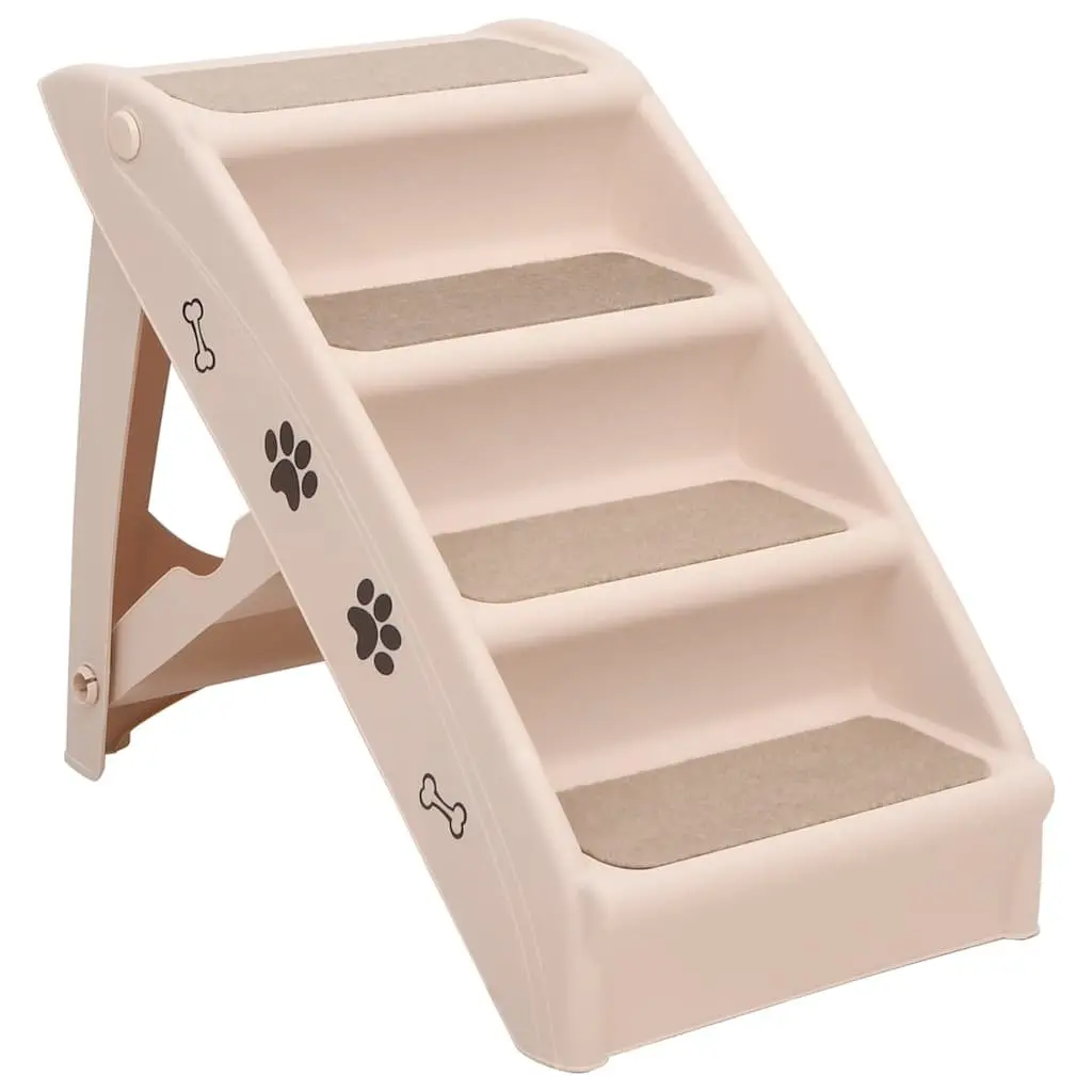 Folding Pet Stairs Ramp for Dogs Cats Bed Sofa Access Cream 62 x 40 x 49.5 cm