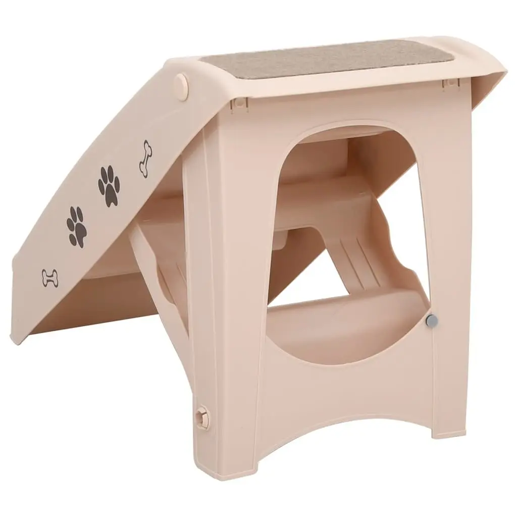 Folding Pet Stairs Ramp for Dogs Cats Bed Sofa Access Cream 62 x 40 x 49.5 cm